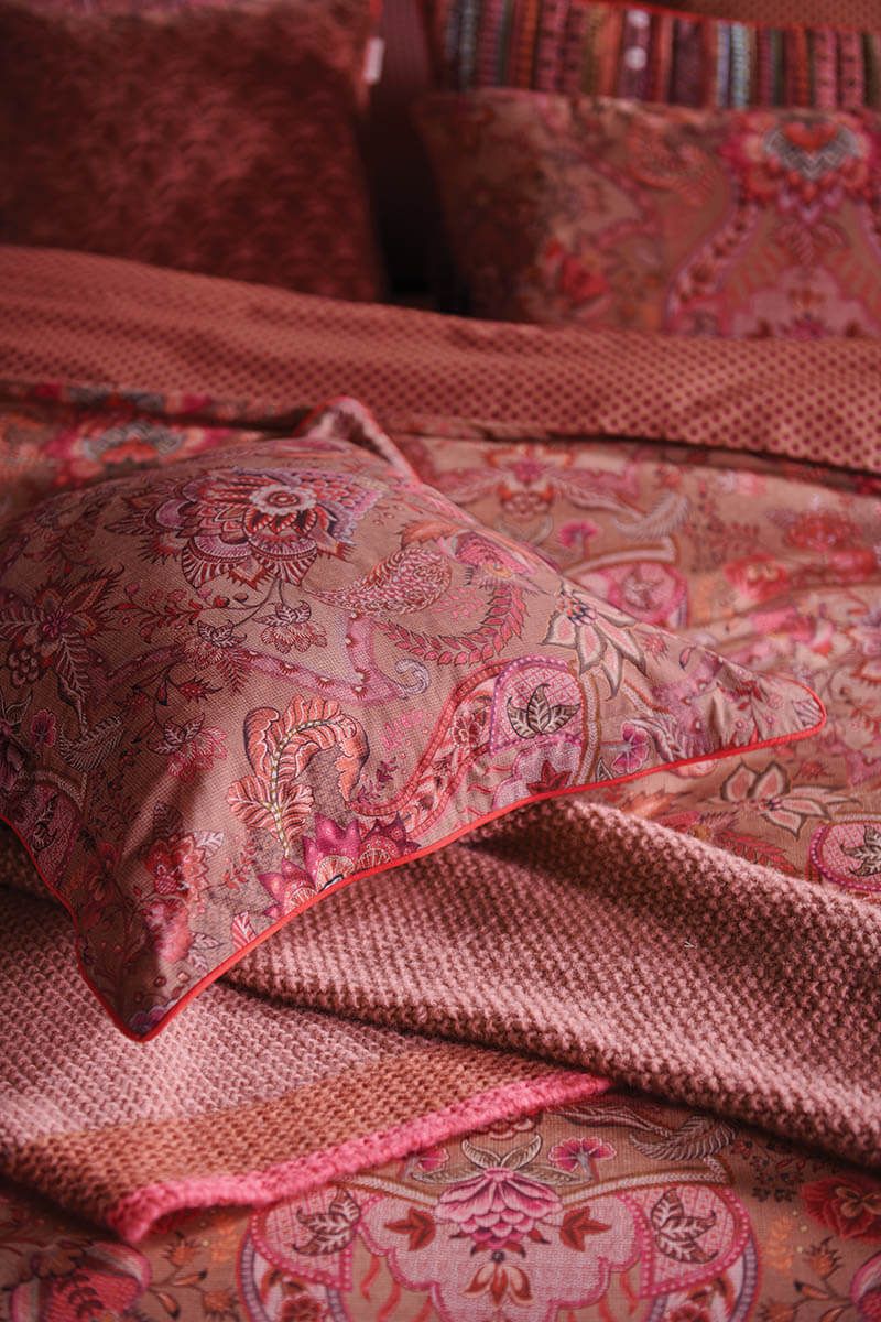 Quadratisches Zierkissen Kyoto Nights Rosa