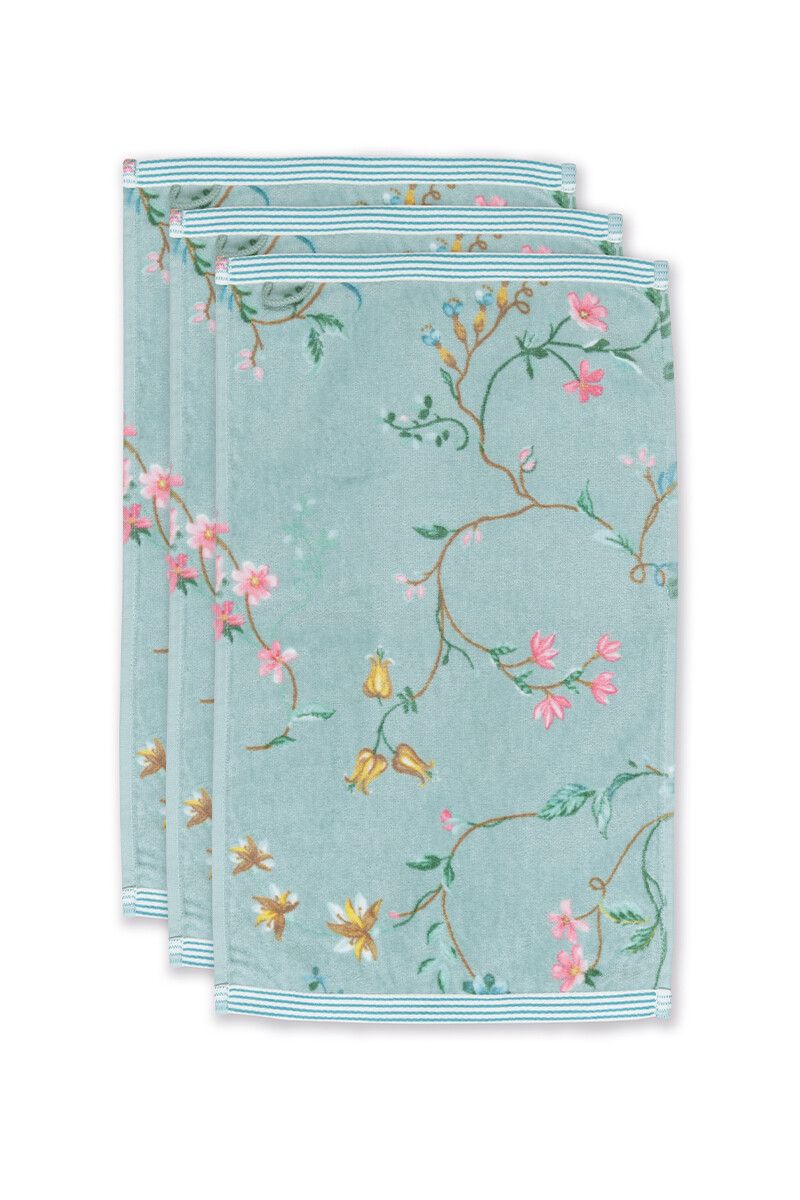 Gästehandtuch Set/3 Les Fleurs Blau 30x50 cm