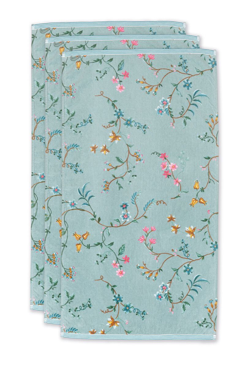Bath Towel Set/3 Les Fleurs Blue 55x100 cm