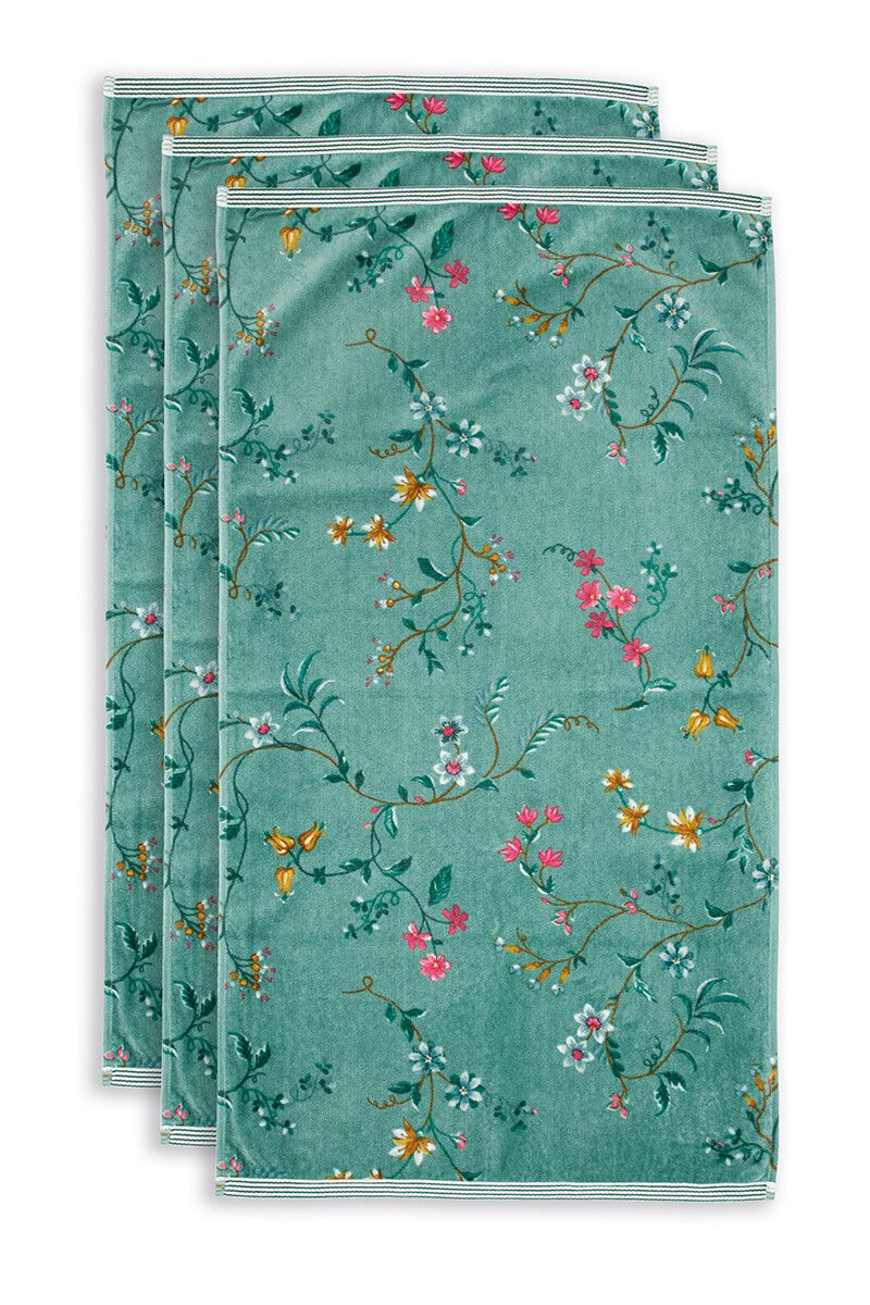 Badetuch Set/3 Les Fleurs Grün 55x100 cm