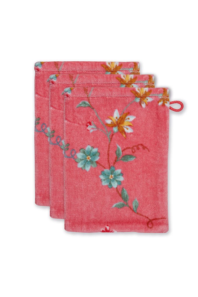 Washandje Set/3 Les Fleurs Roze 16x22 cm