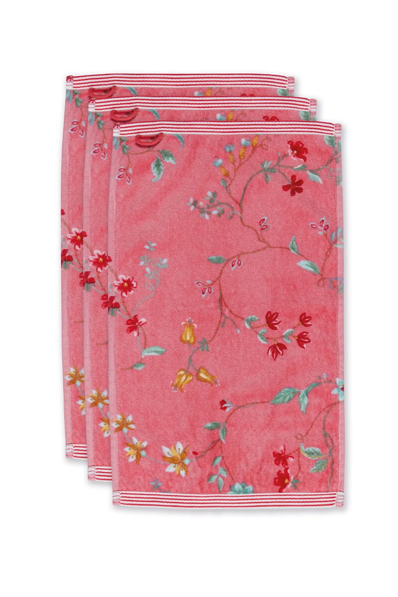Gästehandtuch Set/3 Les Fleurs Rosa 30x50 cm
