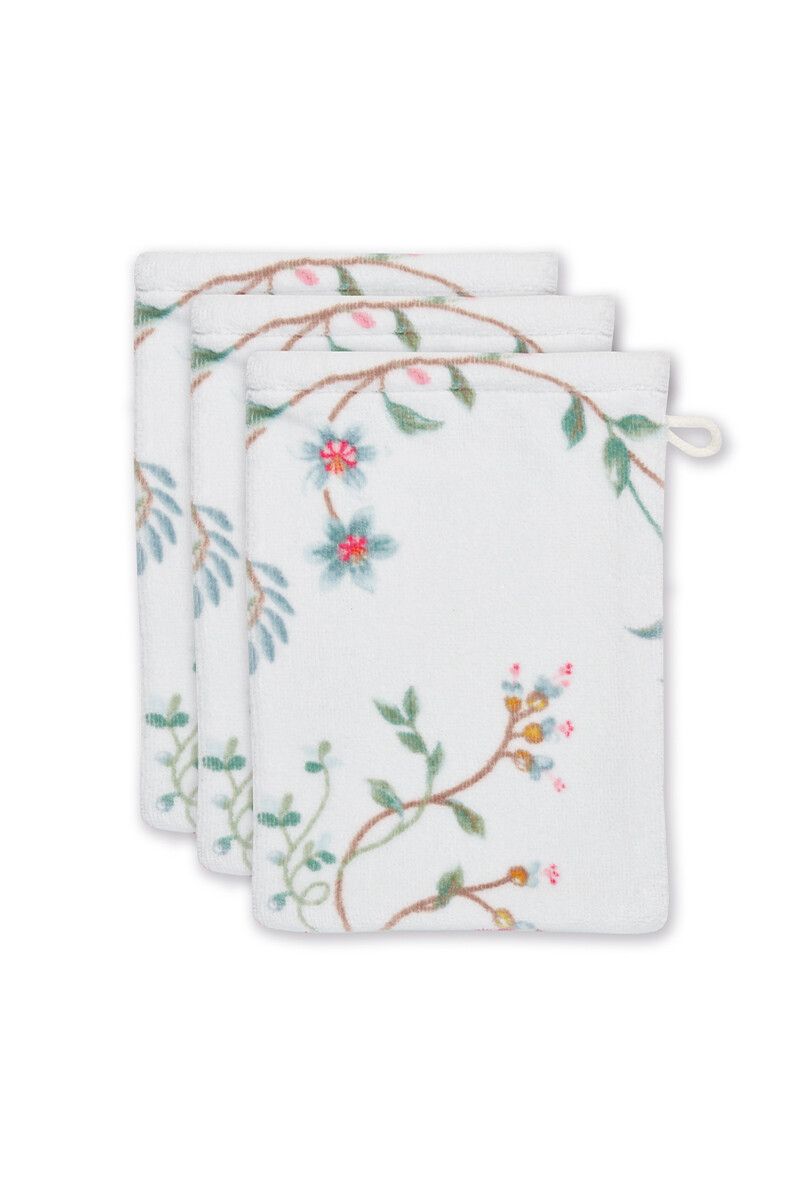 Waschlappen Set/3 Les Fleurs Weiß 16x22 cm