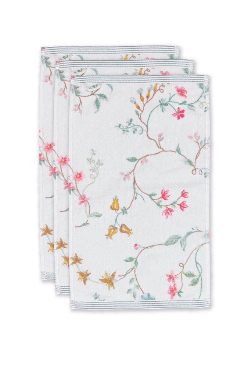 Gästehandtuch Set/3 Les Fleurs Weiß 30x50 cm