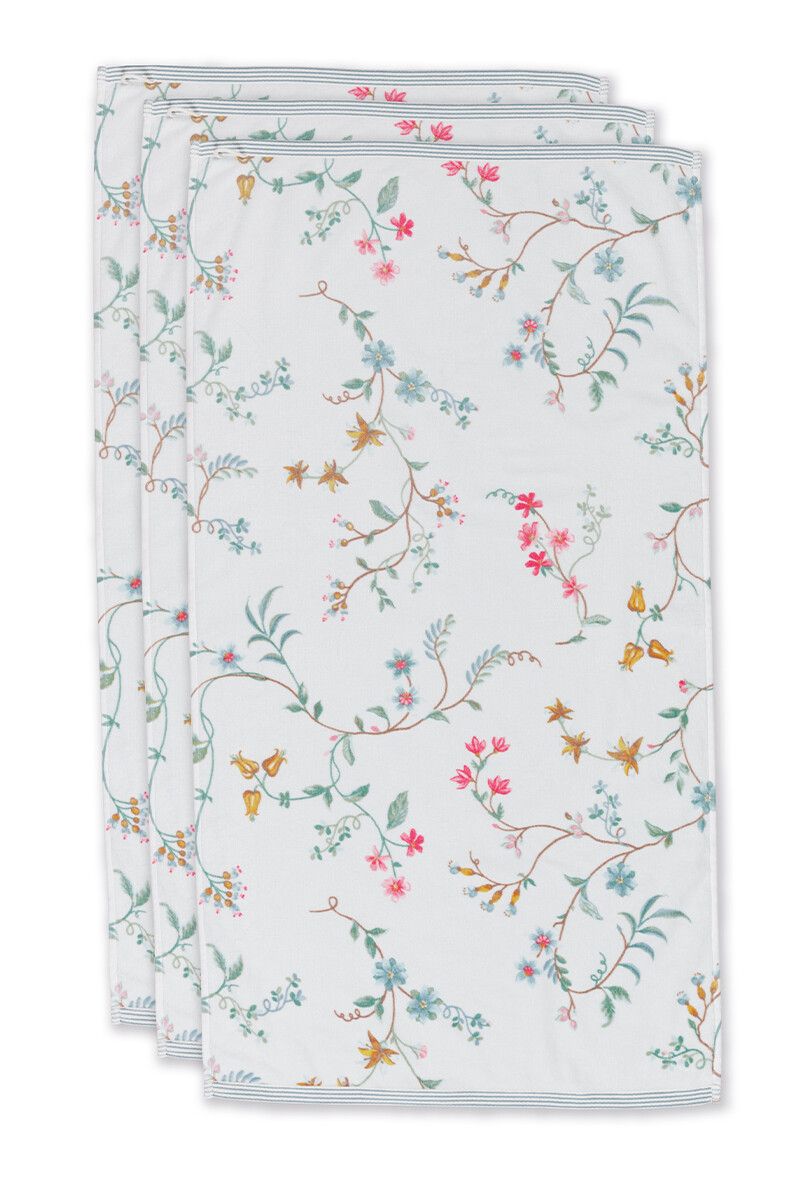 Badetuch Set/3 Les Fleurs Weiß 55x100 cm