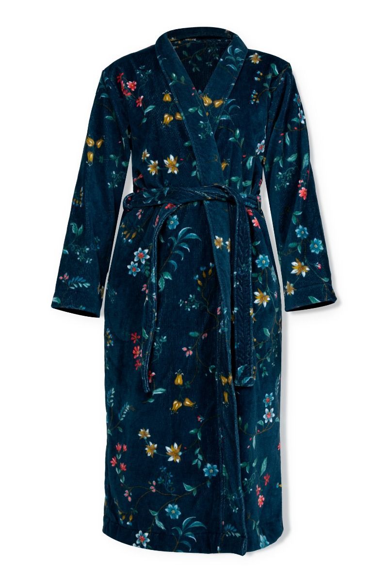 Badjas Les Fleurs Donkerblauw XXL