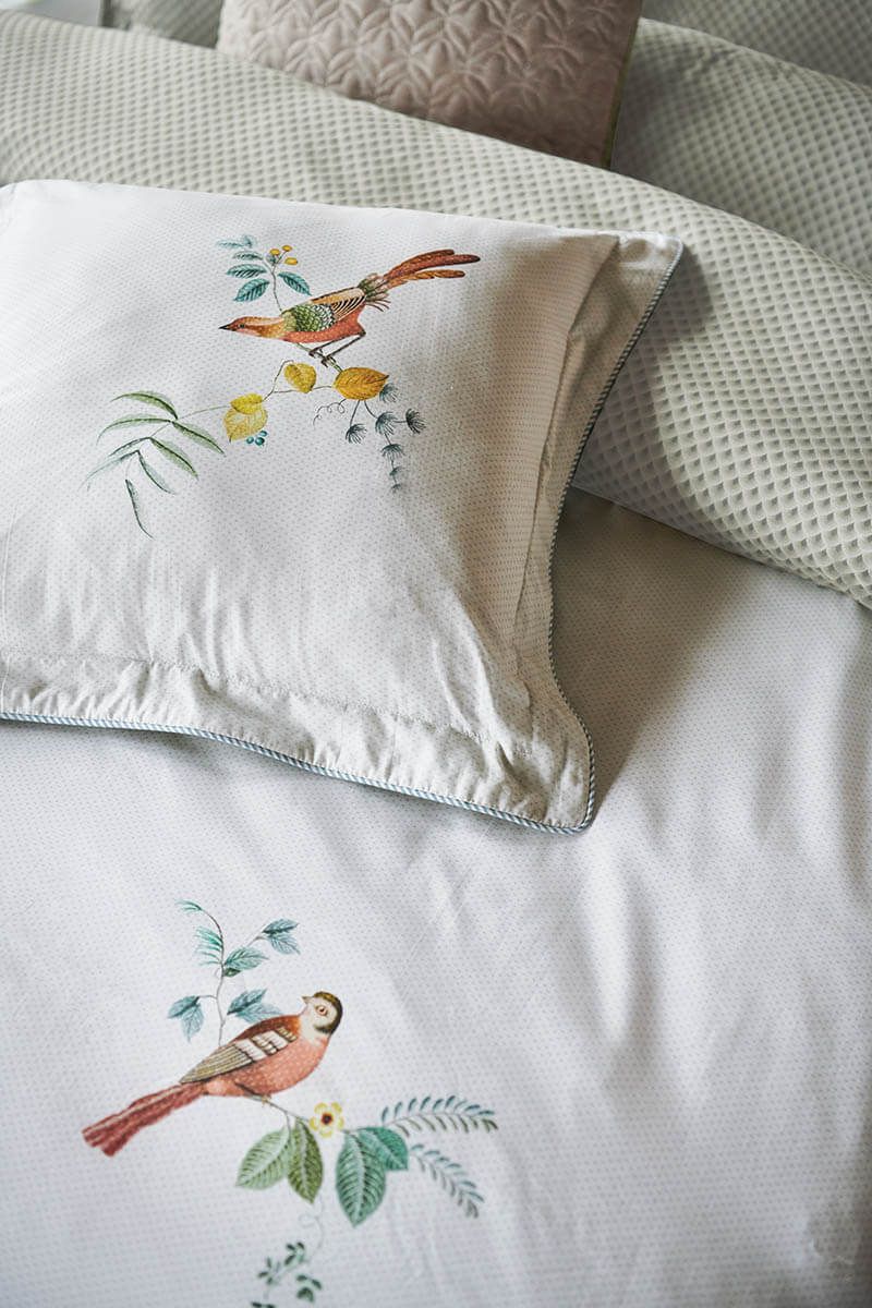 Quadratisches Zierkissen Little Birds Weiss