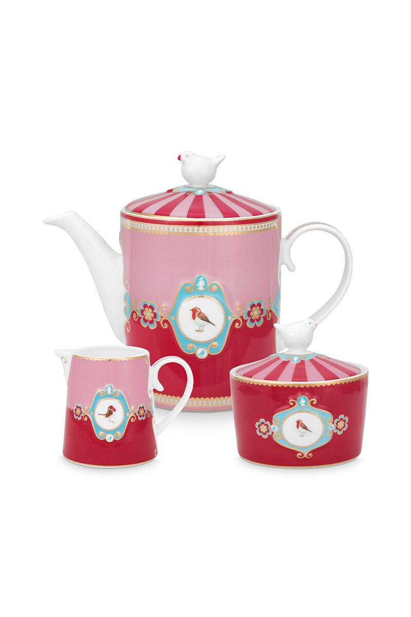 Love Birds Tee Set/3 Rot/Rosa