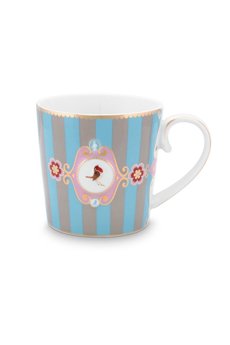 Love Birds Mug Small Stripes Blue/Khaki