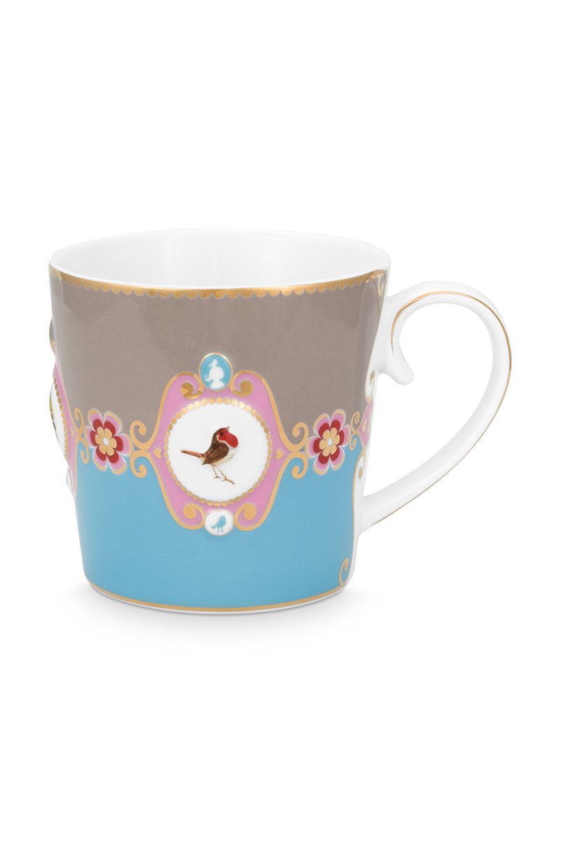 Love Birds Mok Groot Blauw/Khaki