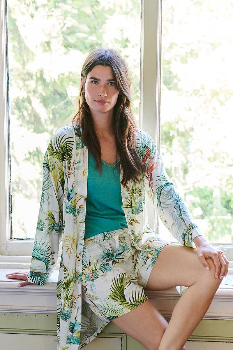 Korte Broek Palm Scenes Off Wit