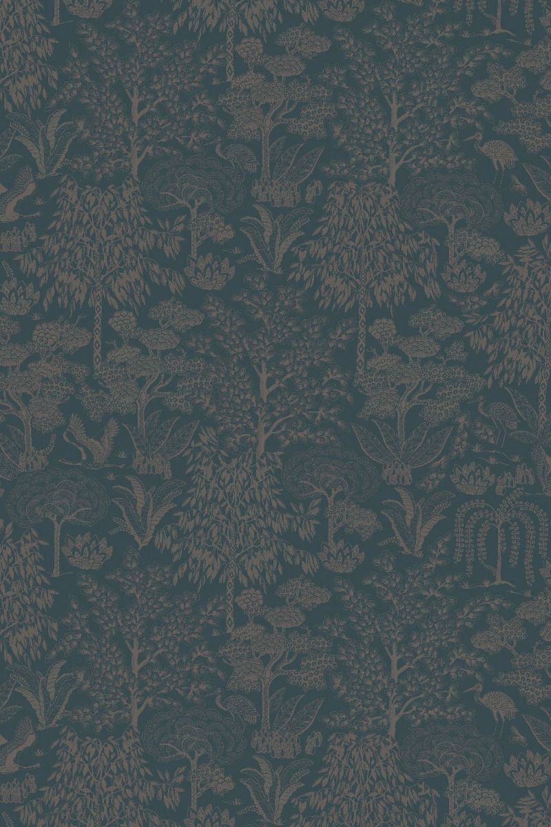 Pip Studio Origami Tree Non-Woven Wallpaper Dark Blue/Rosegold