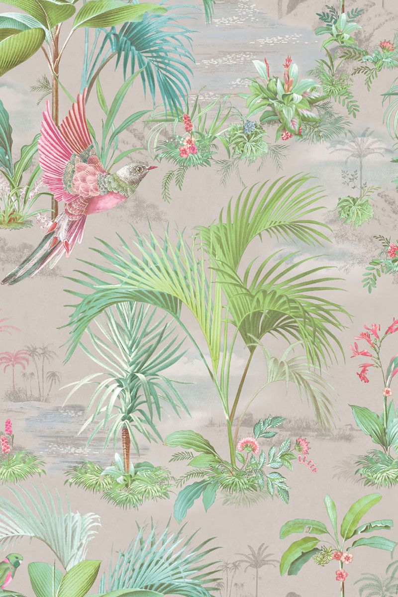 Pip Studio Palm Scene Non-Woven Wallpaper Grey