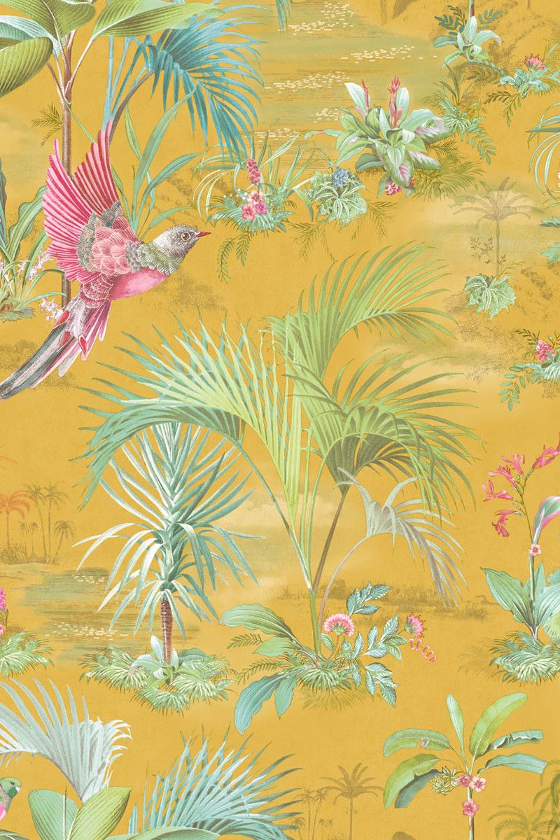 Pip Studio Palm Scene Non-Woven Wallpaper Yellow