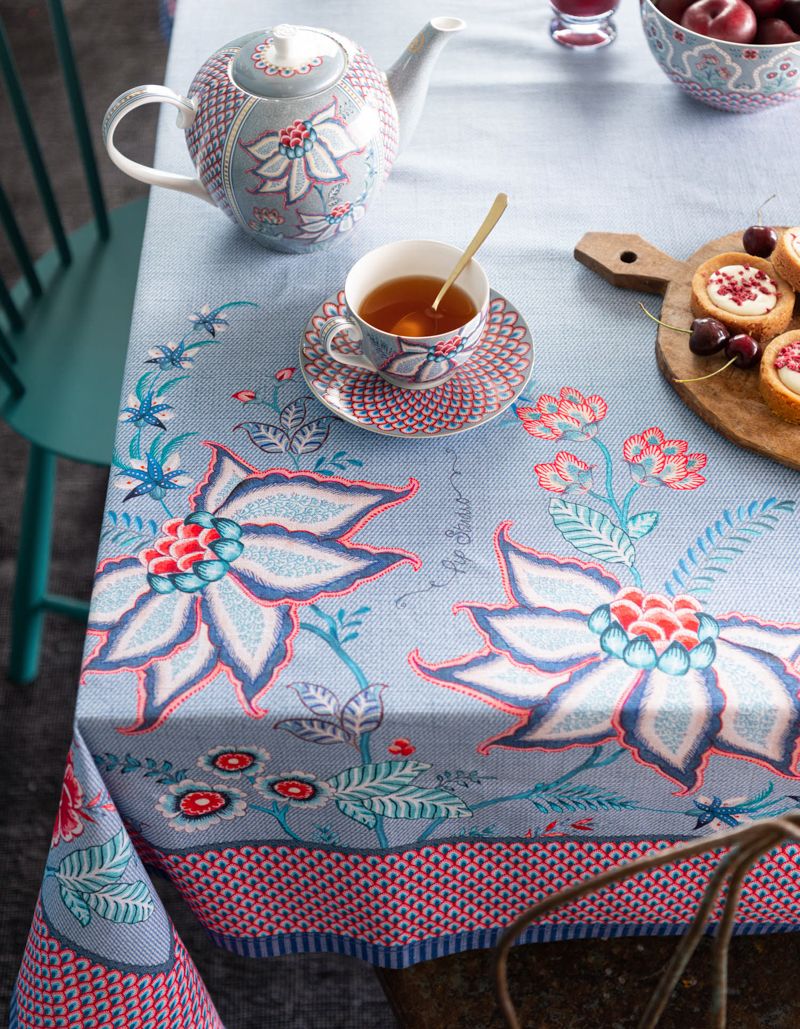 Flower Festival Tablecloth Blue