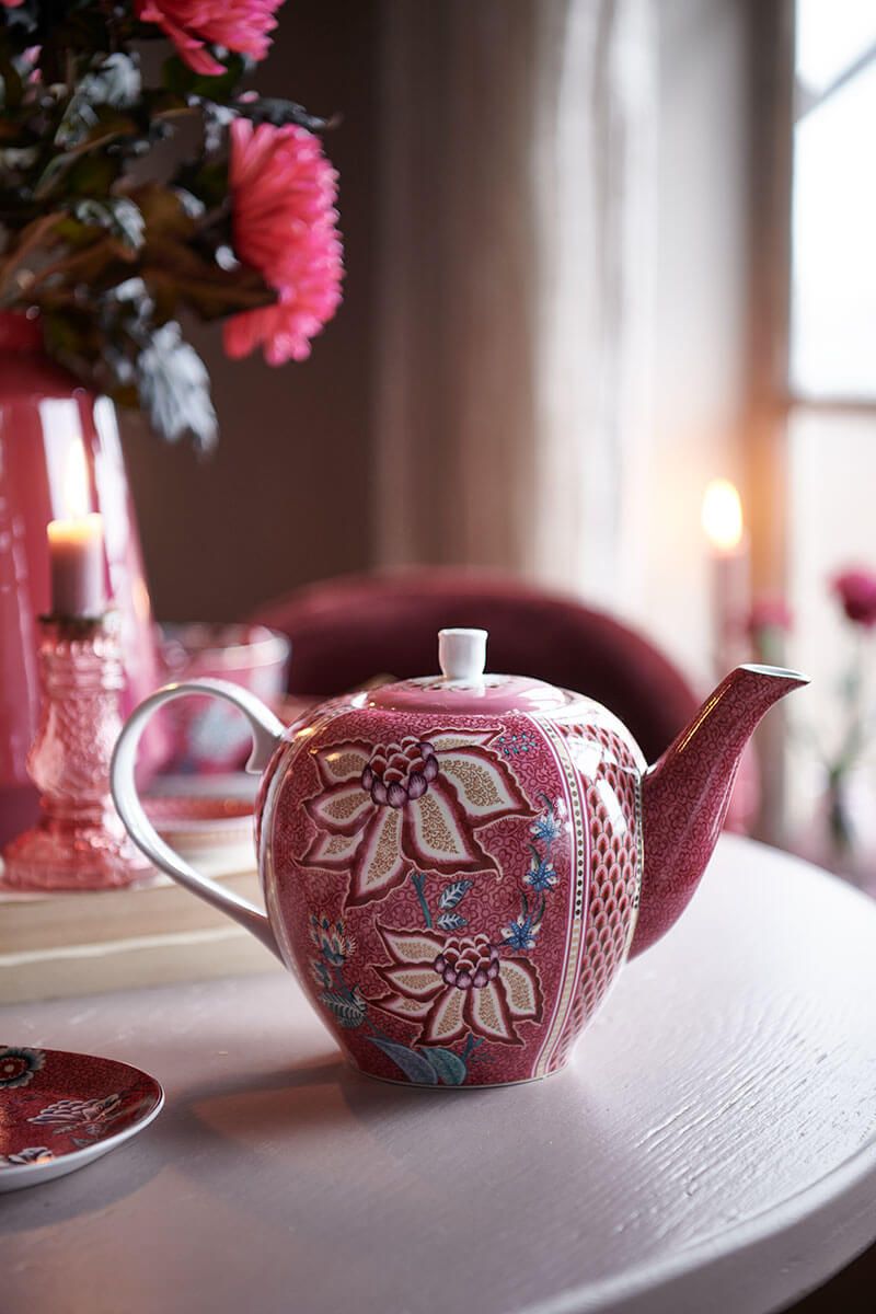 Flower Festival Teapot Large Dark Pink