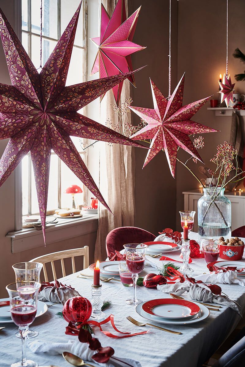 Weihnachtsstern set/4 Papier Rosa 20cm