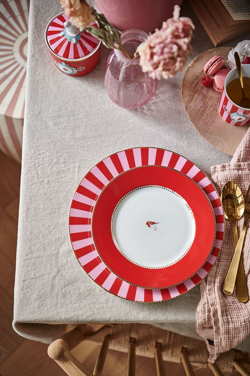 Assiette Plate Love Birds en Coloris Rouge