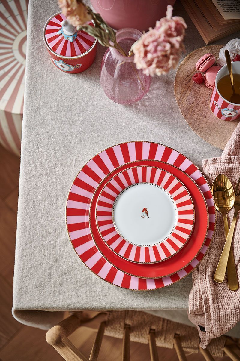 Love Birds Set/4 Pastry Plates Red/Pink 17 cm