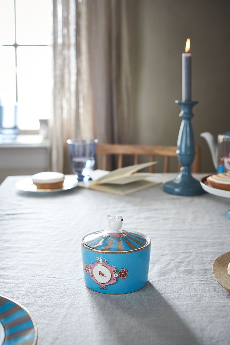 Love Birds Zuckerdose Blau/Khaki