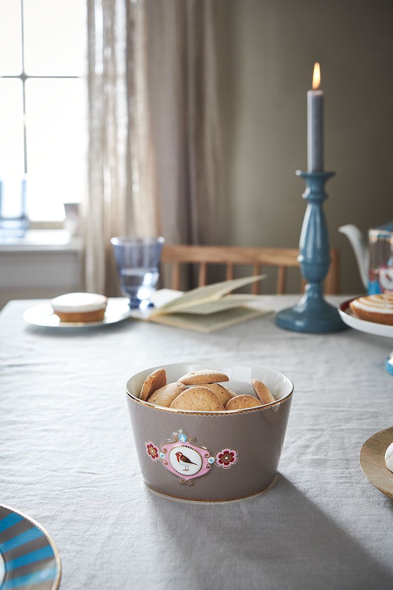 Love Birds Dinner Set/24 Blue/Khaki
