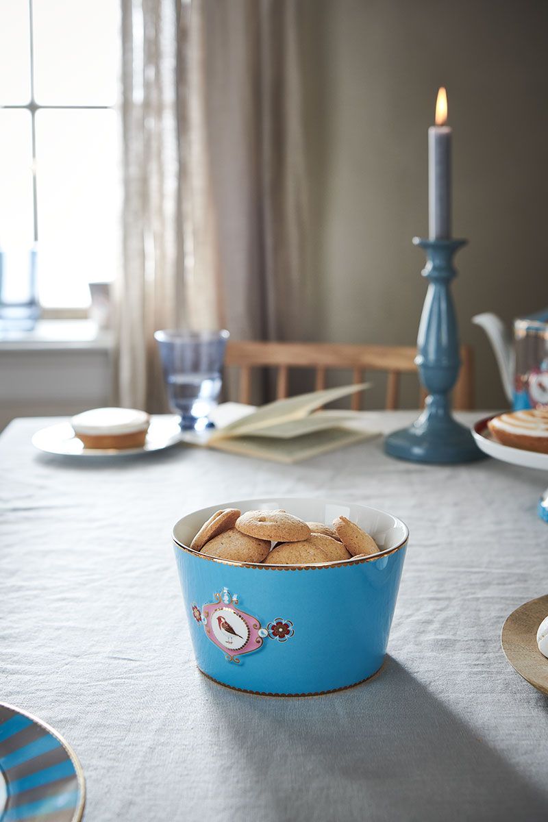 Love Birds Dinner Set/24 Blue/Khaki
