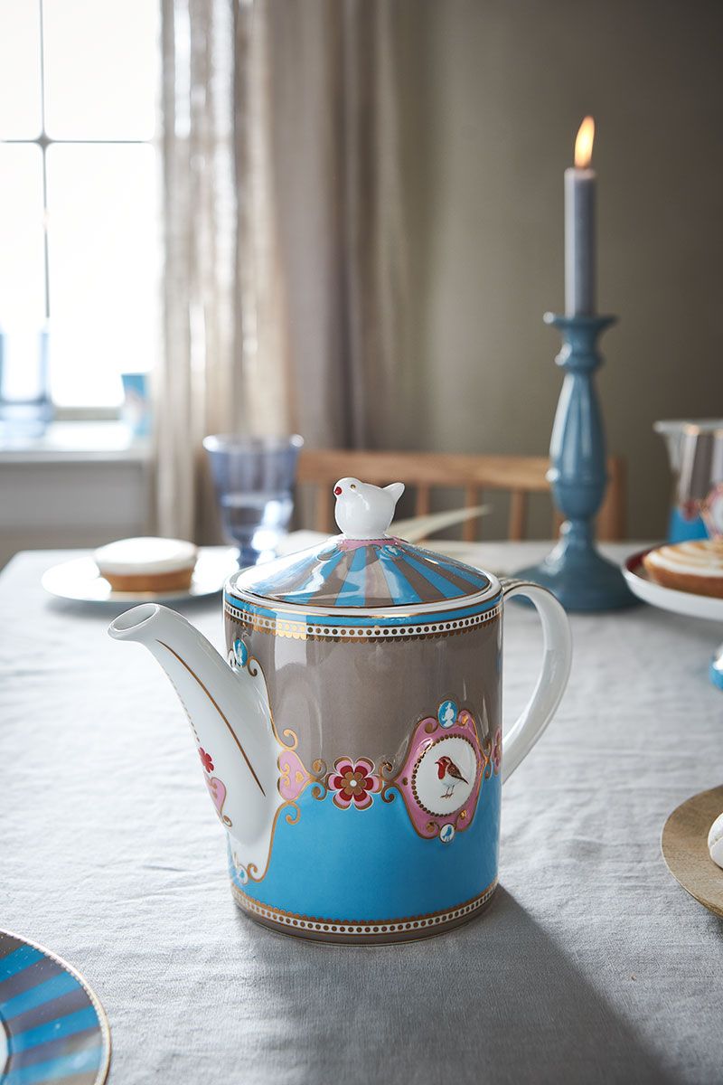Love Birds Frühstück Set/7 Blau/Khaki