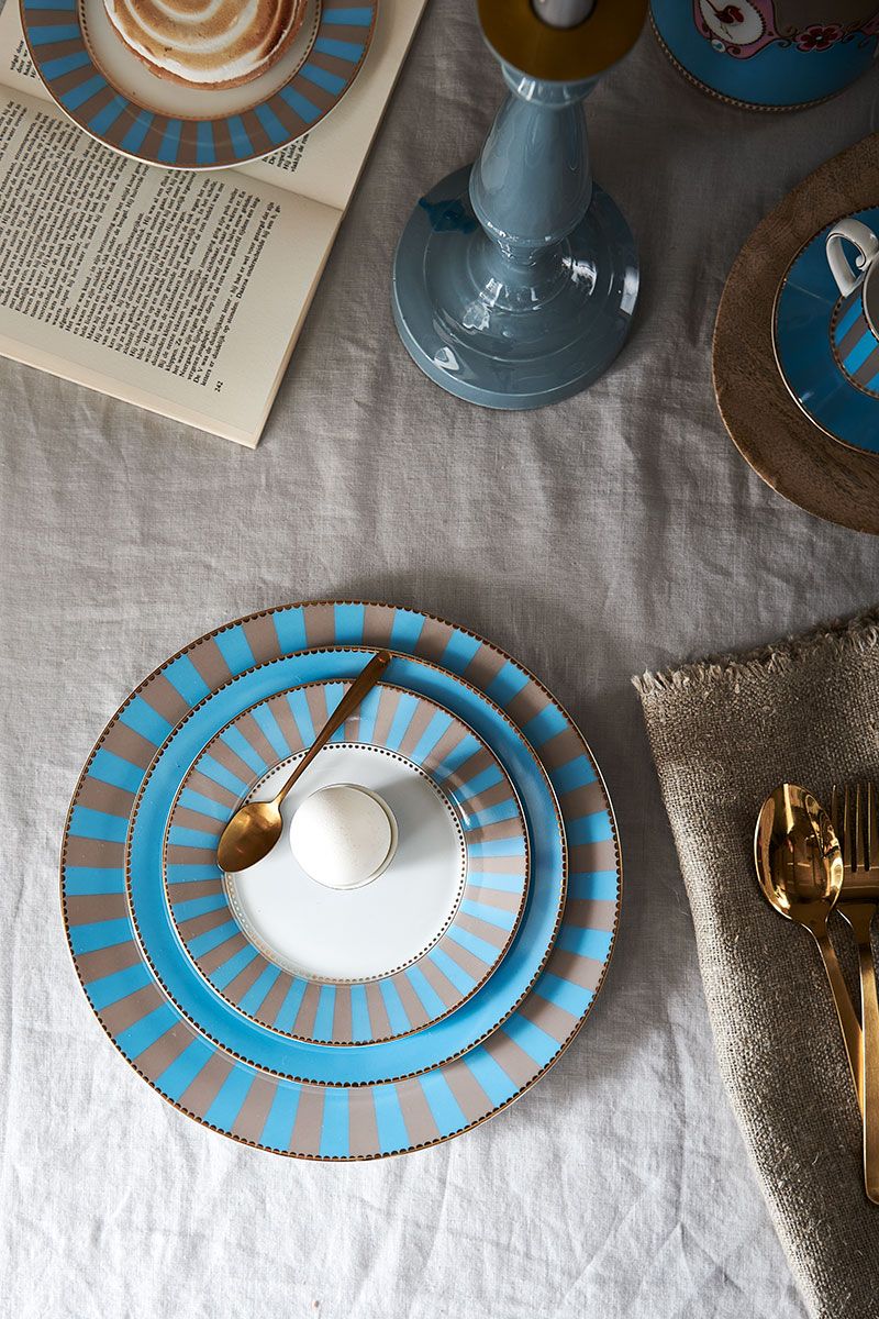 Love Birds Dinerbord Blauw/Khaki 26,5 cm