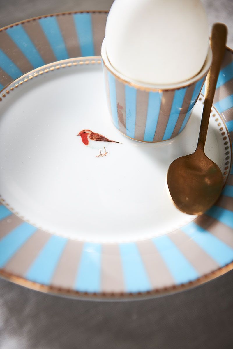 Love Birds Pastry Plate Blue/Khaki 17 cm