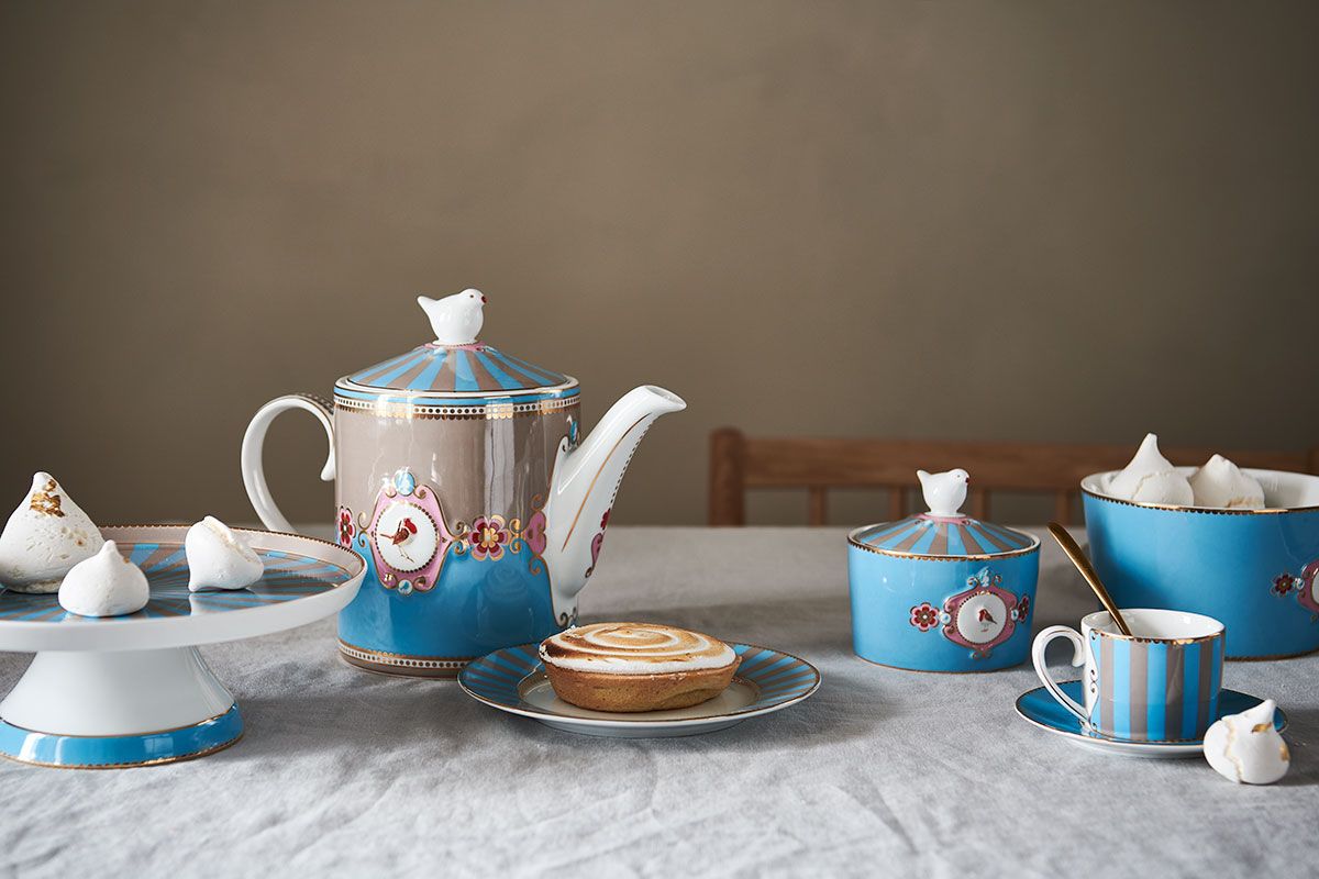 Love Birds Thee Set/3 Blauw/Khaki