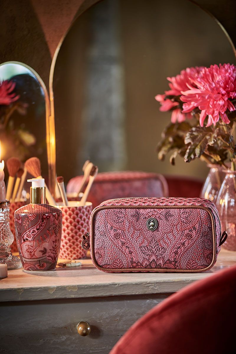 Cosmetic Bag Square Small Kyoto Festival Dark Pink
