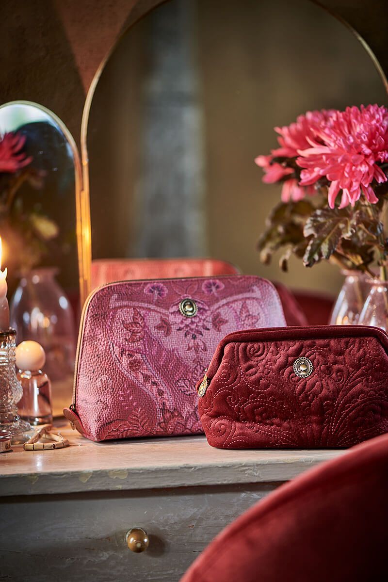 Cosmetic Bag Triangle Medium Kyoto Festival Dark Pink