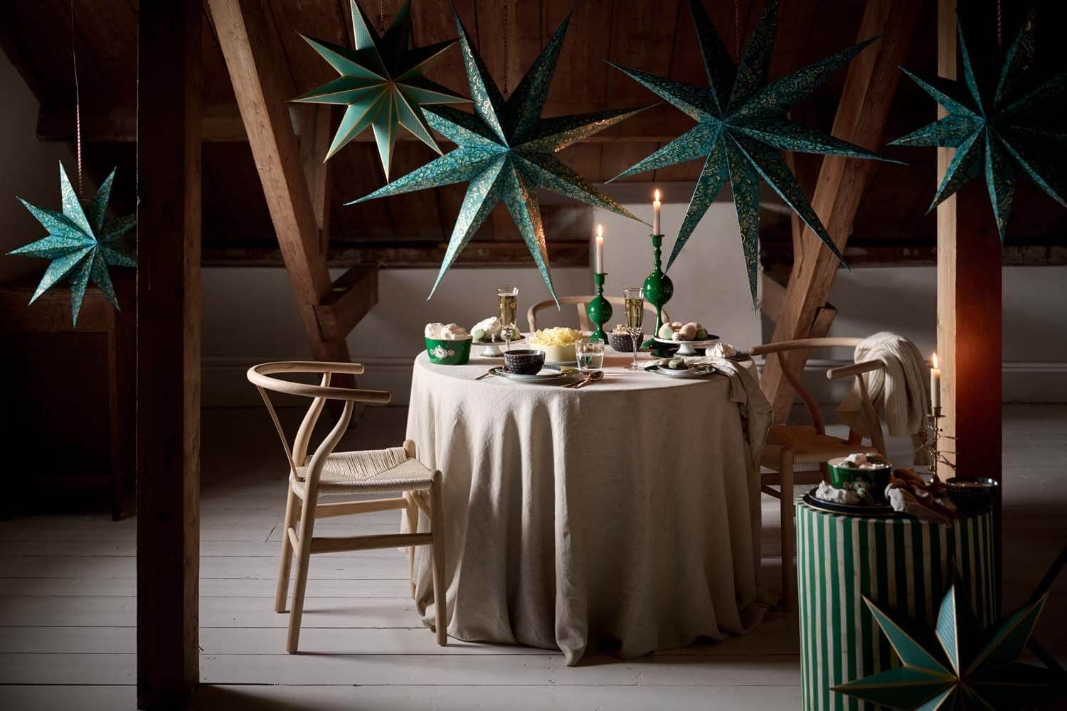 Kerstster Papier Overall Print Groen 60cm