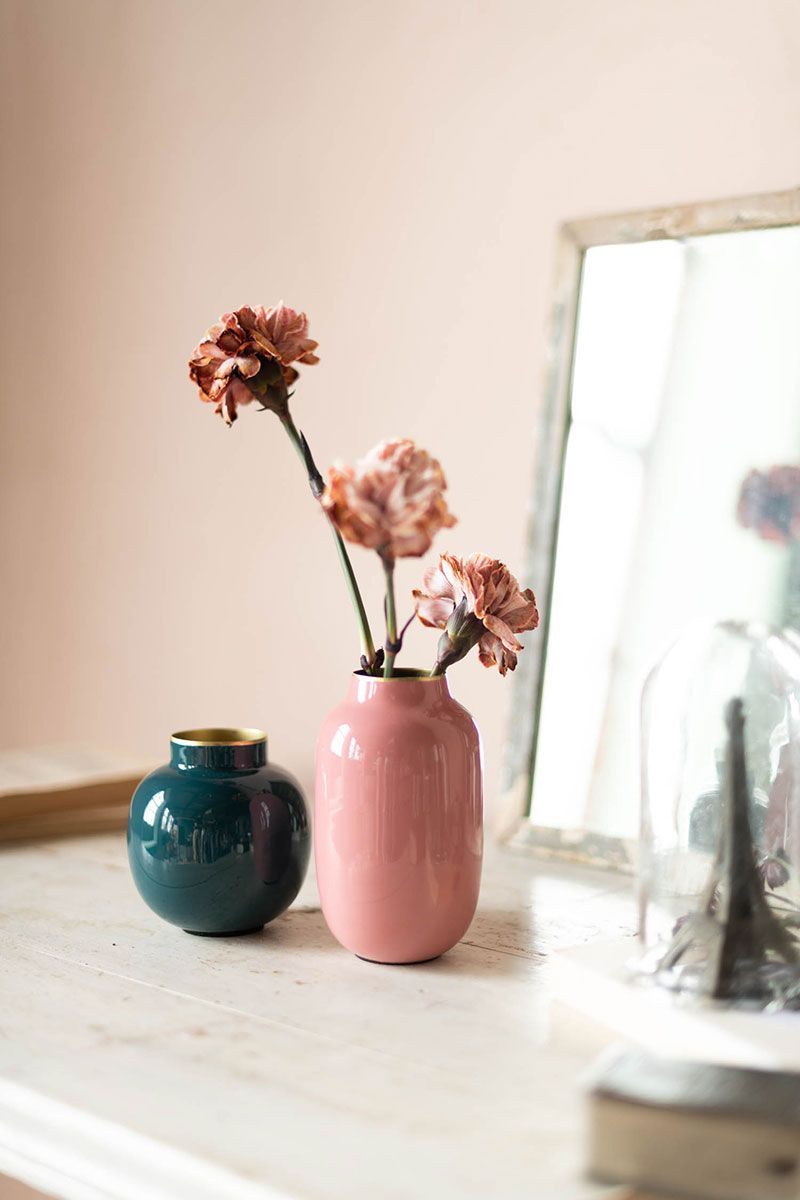 Set Mini Vases Old Pink & Dark Green