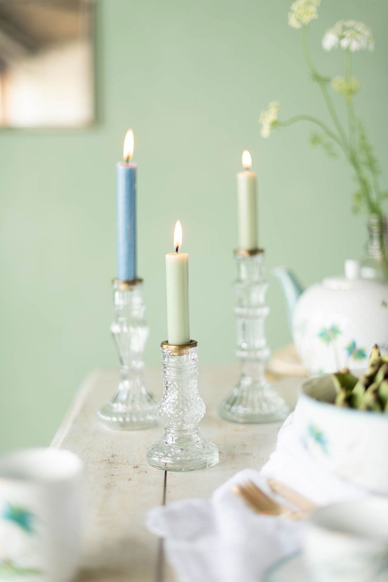 Set/3 Candle Holders Clear Glass