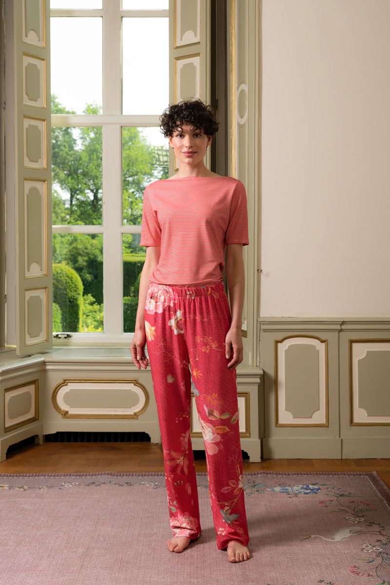 Lange Hose Tokyo Bouquet Rot