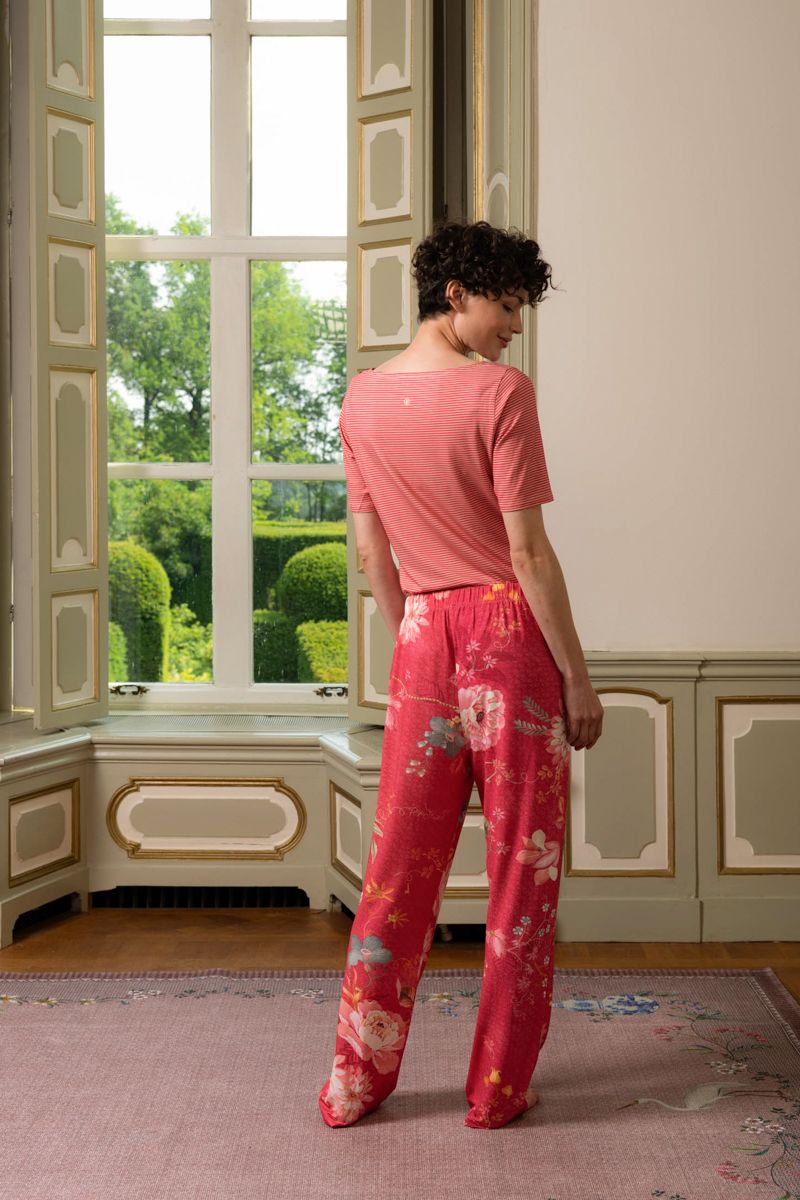 Lange Hose Tokyo Bouquet Rot