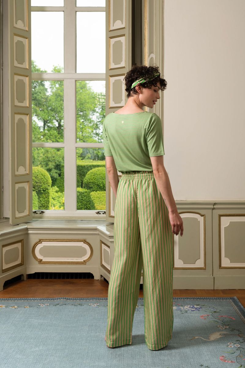 Top mit Kurze Ärmeln Little Sumo Stripe Grün