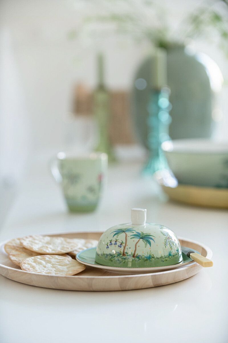Jolie Butter Dish Round Green