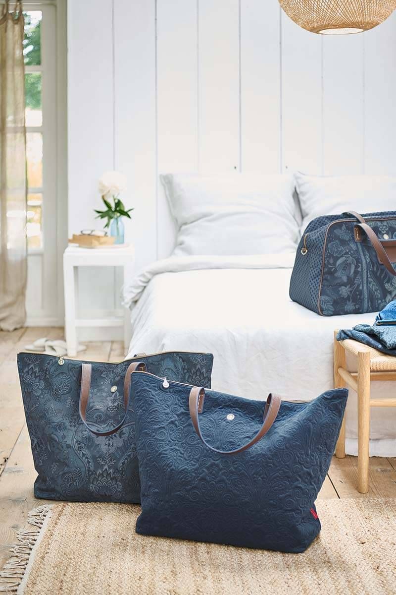 Tote Bag Velvet Quiltey Days Blauw