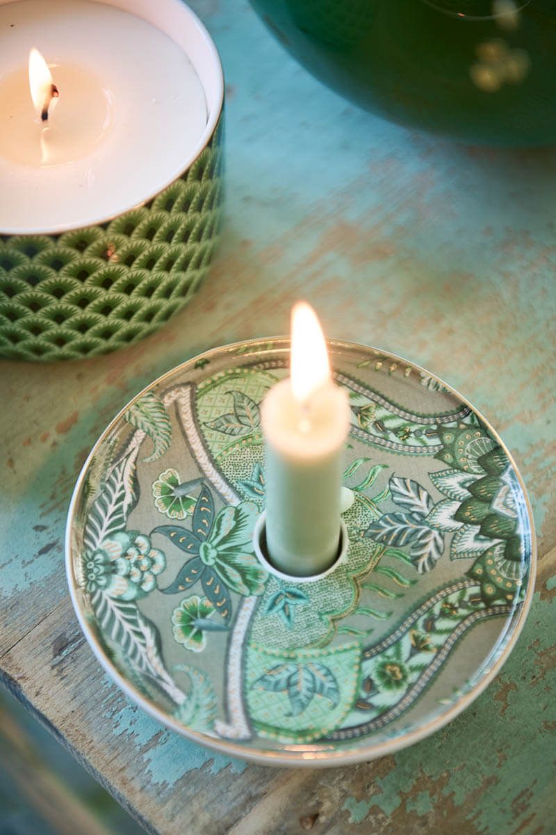 Kyoto Festival Candle Tray Green 14cm