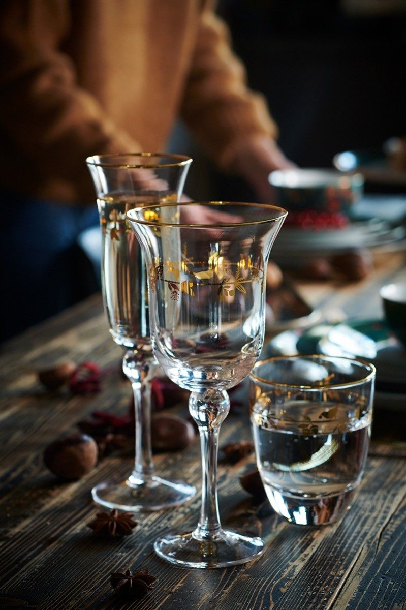 Winter Wonderland Champagne Glass Gold
