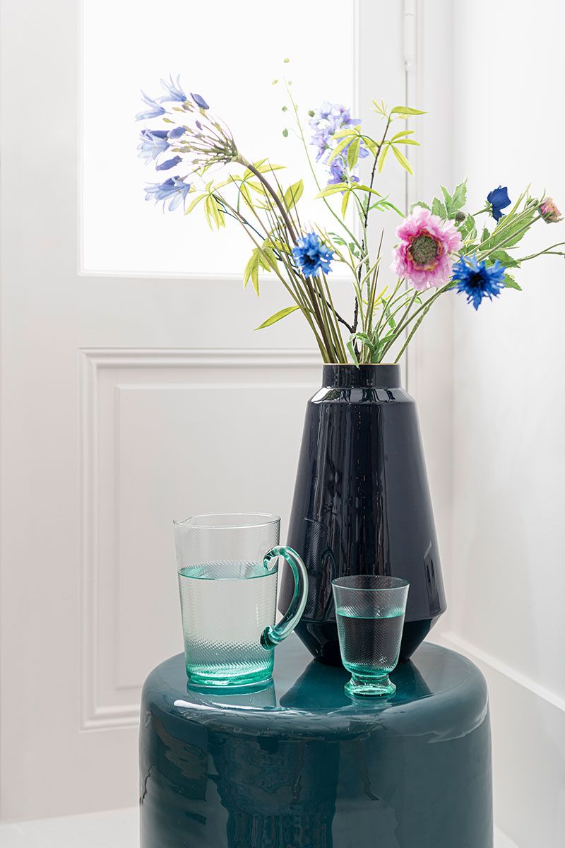 Water Glass Twisted Blue