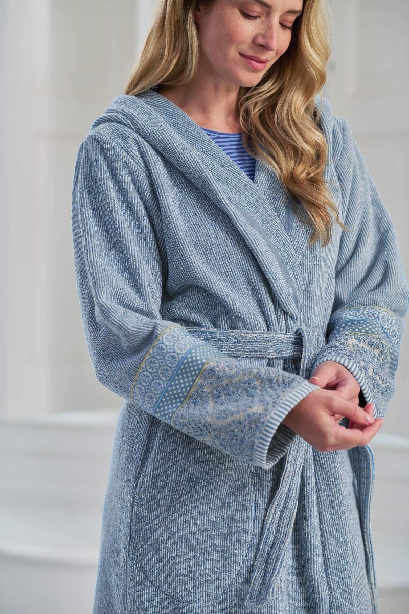 Bademantel Soft Zellige Blau/Grau