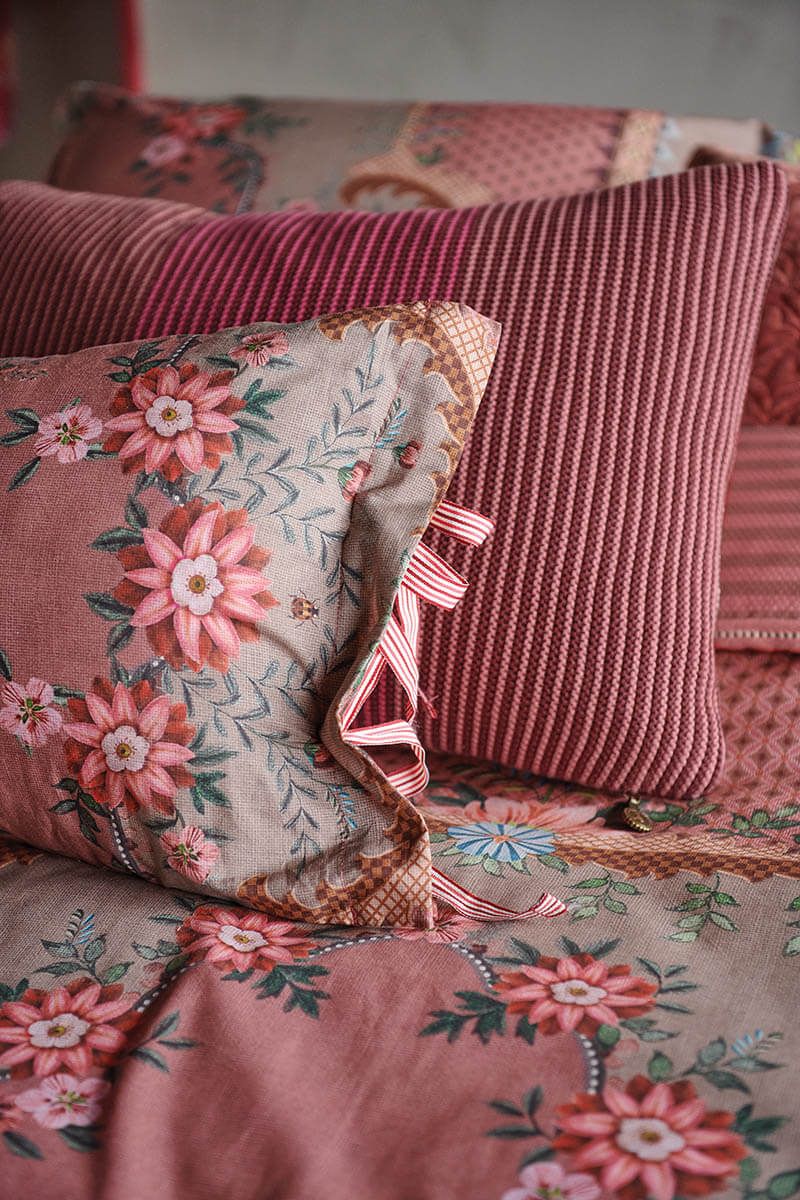 Rechteckige Zierkissen Blockstripe Rosa