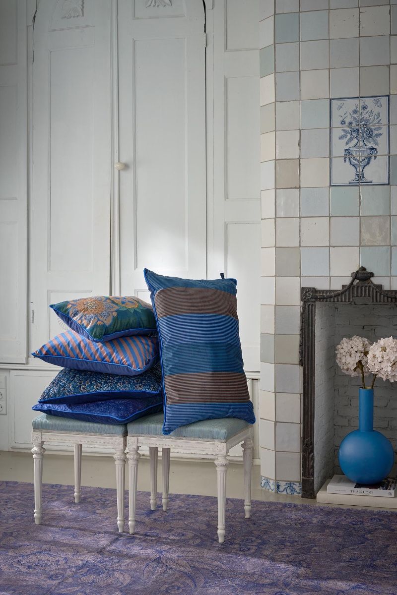 Cousin Décoratifs Multi Rayures Bleu