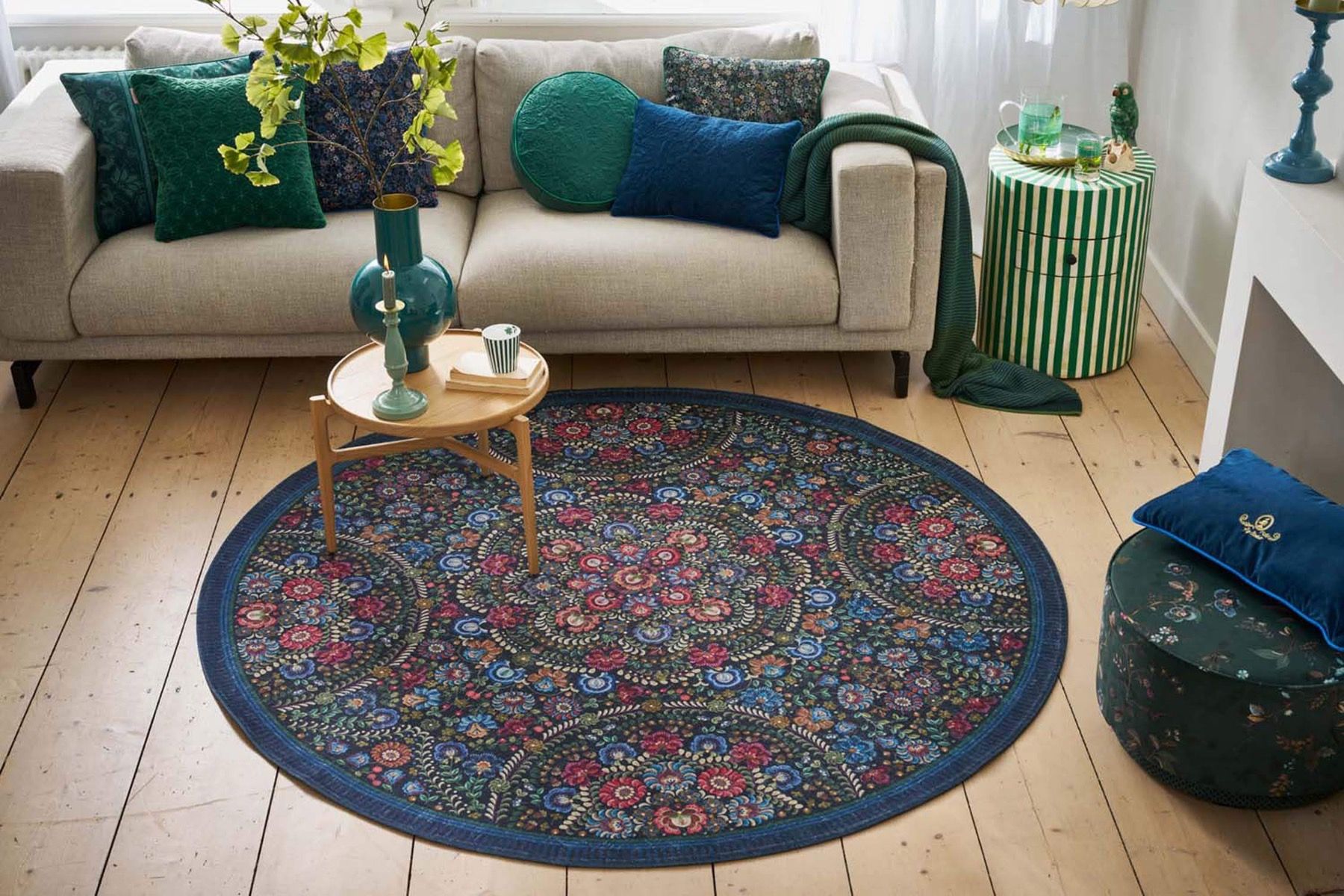 Round Carpet Il Ricamo by Pip Dark Blue