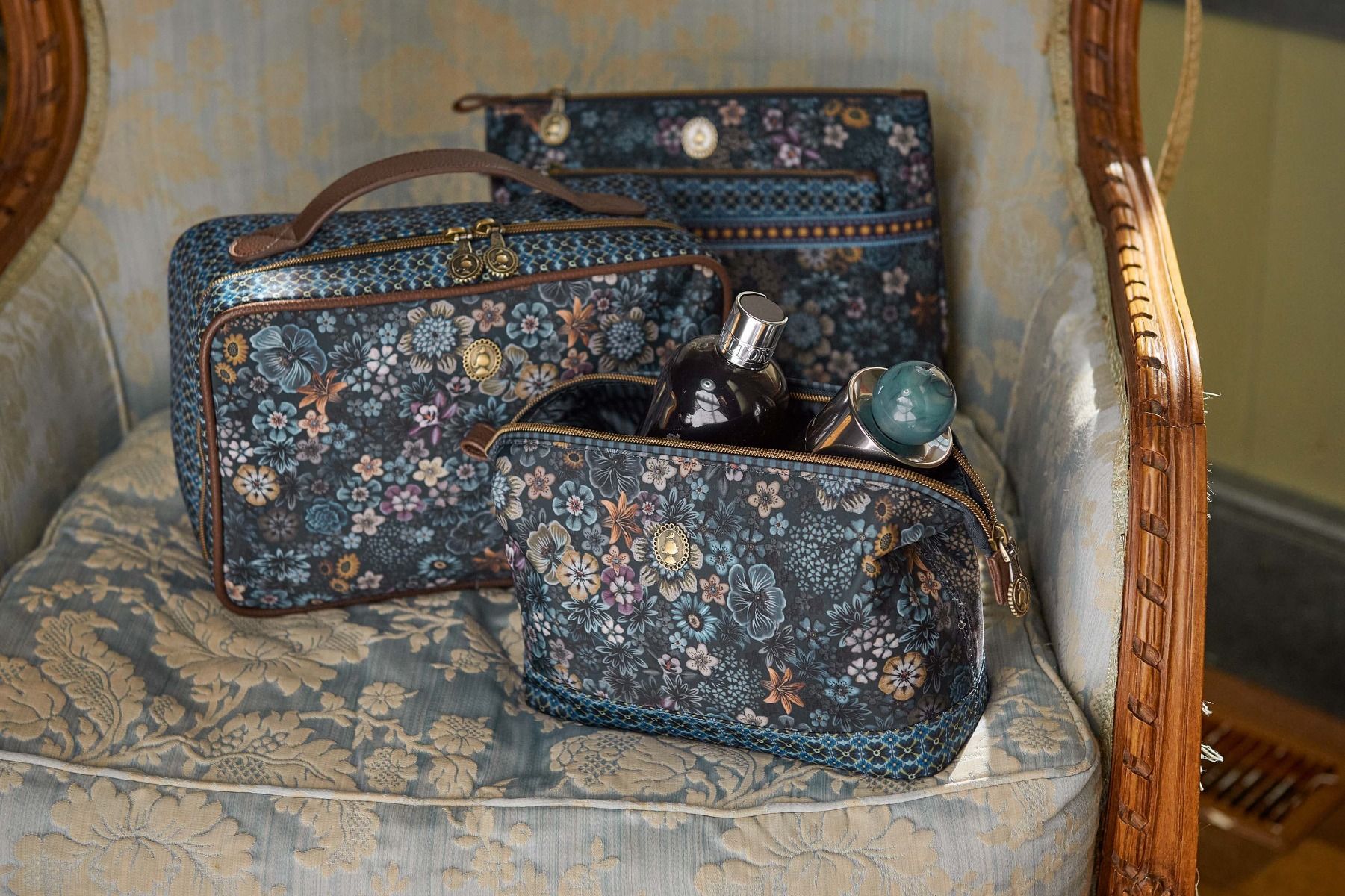 Pochette à Cosmétiques de Taille Moyenne Tutti I Fiori Bleu