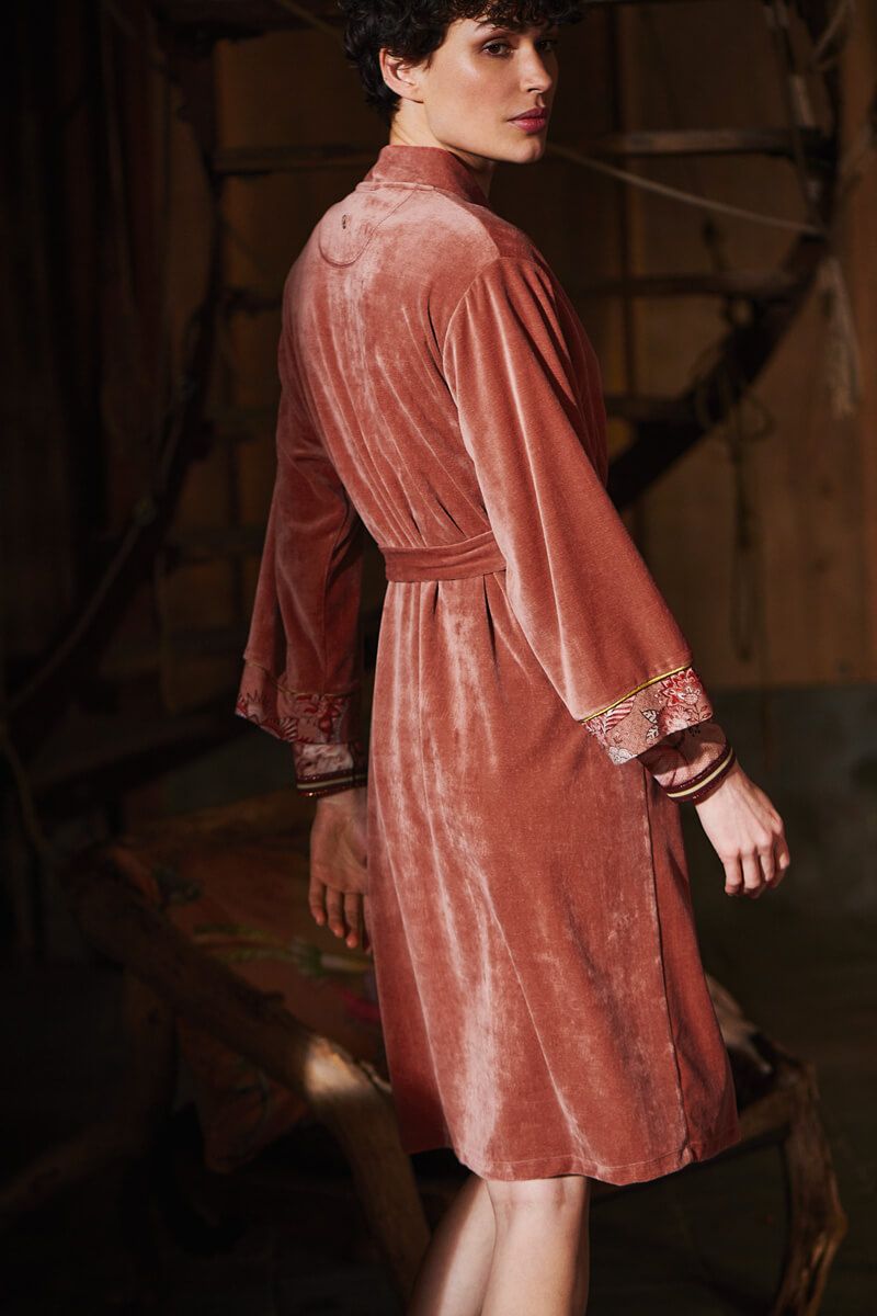 Kimono Solid Velvet Terra Pink