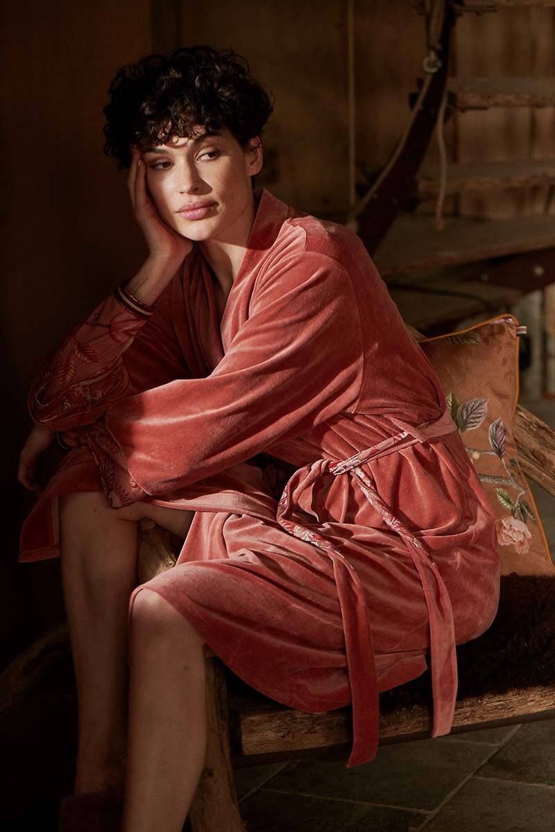 Kimono Solid Velvet Terra Pink